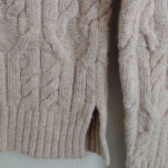 Ann Taylor Alpaca Wool Blend Beige Cable Knit Sweater Small Women Classic Preppy - Picture 4 of 8